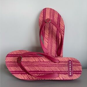 Coach Pink Logo Flip Flops